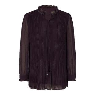 NAERSI娜尔思泡泡袖衬衫波点烧花春秋季显年轻荷叶边领子上衣女