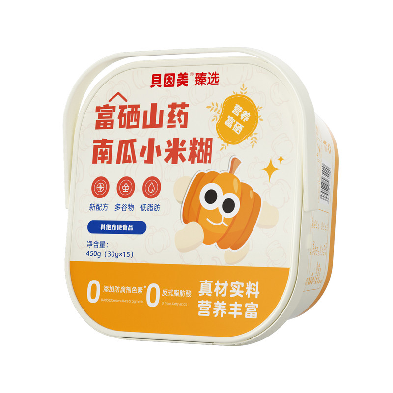 贝因美富硒山药南瓜小米糊450g儿童营养即食饱腹冲泡猴菇早代餐粉