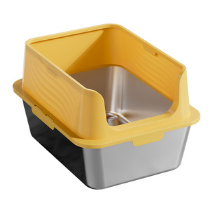 不锈钢猫砂盆超大号加高加深防外溅特大号半封闭式猫厕所猫咪用品