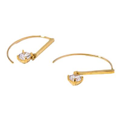 韩国正品潮一字长条锆石弯钩耳饰