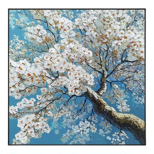 可班纯手绘油画春树花卉风景挂画
