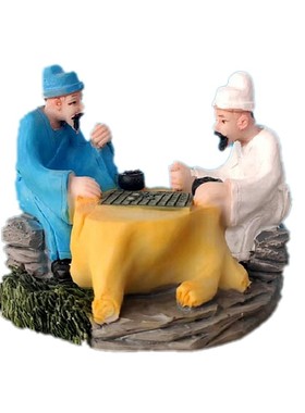 陶瓷下棋人物摆件室外假山配件
