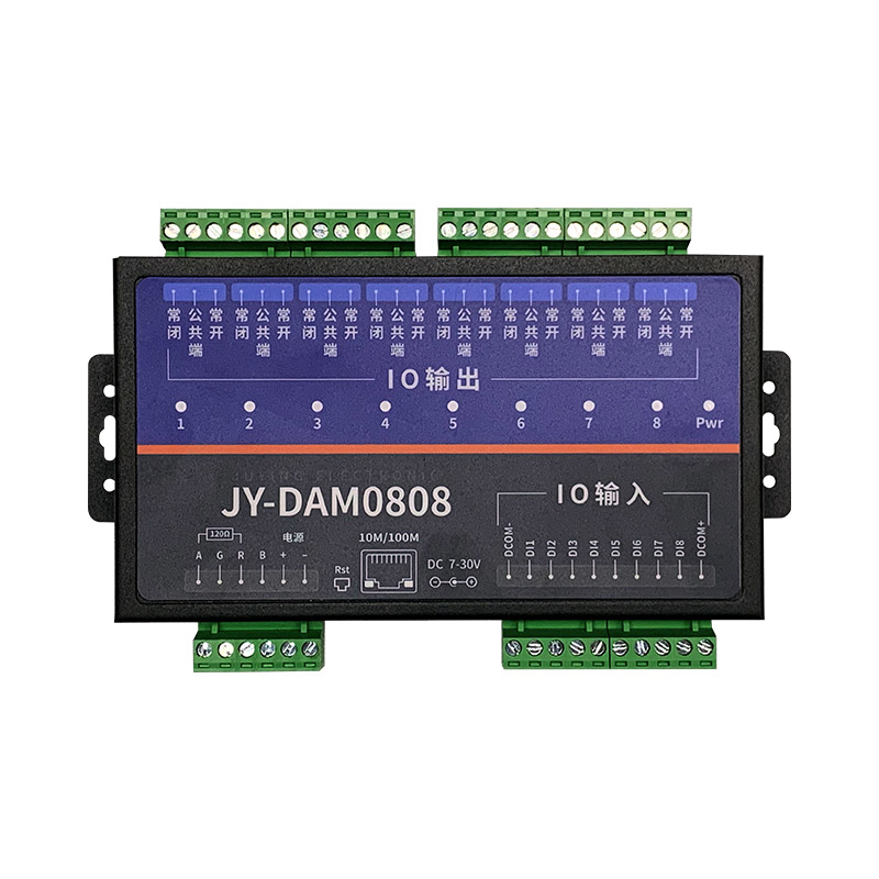 聚英8路继电器控制模块开关量采集开关RS485RJ45网口通讯DAM0808T