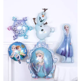 正版冰雪奇缘艾莎安娜公主雪宝气球女孩主题生日派对装饰拍照道具