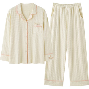 马克公主纯棉睡衣女款春秋款2026新款千鸟格长袖家居服高级感秋冬