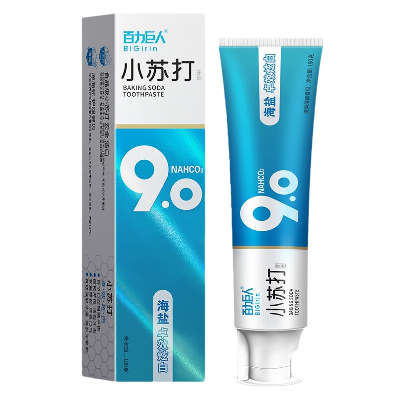 海盐小苏打牙膏美白去黄去口臭薄荷味清新口气男女士专用牙膏正品