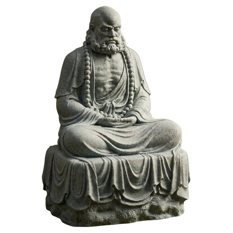 青砂石达摩摆件禅意中式佛像摆件客厅茶桌鱼缸花盆装饰