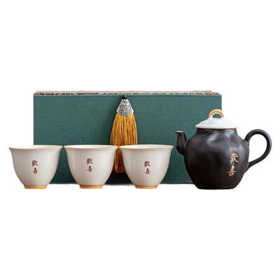 高档功夫茶壶茶具礼盒套装家用一壶三杯泡茶壶喝茶杯轻奢2026新款
