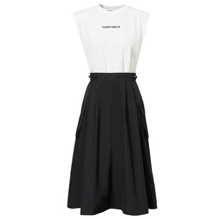 商场同款FF||仿佛夏季连衣裙无袖撞色收腰显瘦气质气