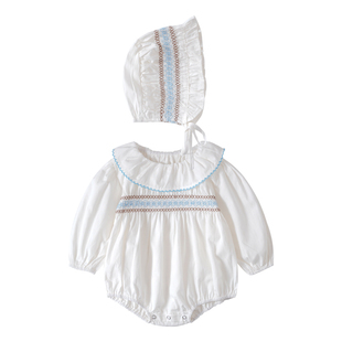 满月连体衣春秋长袖6个月宝宝衣服3百天三角包屁哈衣0一1岁女童装