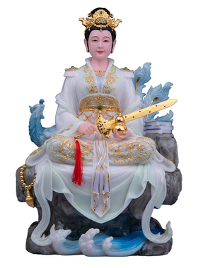 石材中式客厅手工九天玄女神像