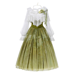 星尘花园 原创正版青蔓露光汉元素Lolita爱德华领上衣半裙套装