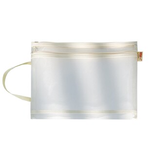 三年二班 透明网纱拉链式科目文件袋手提大容量收纳袋小学初中生专用双层试卷分科袋学生作业补习手提袋