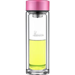 希诺女双层玻璃杯 少女心水杯高颜值水晶杯子 高档精致便携泡茶杯