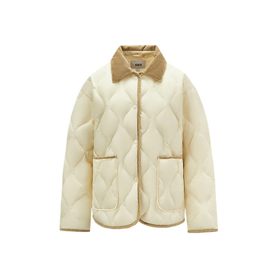 森马翻领三防轻薄中长款羽绒服女