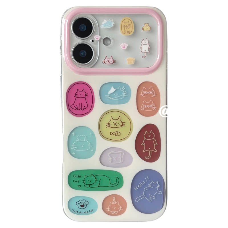 Pipipig彩色镂空猫咪ins韩风网红同款适用于苹果17ProMax手机壳iPhone16可爱卡通15Pro新款少女心