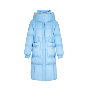 郁香菲连帽羽绒服女中长款冬季通勤简约加厚保暖鹅绒时尚直筒外套