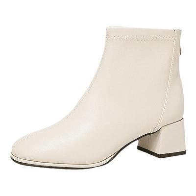 达芙妮真皮短靴女春秋单靴瘦瘦靴