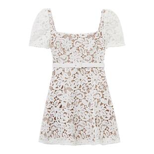 【杨超越同款】self-portrait早秋白蕾丝连衣裙短裙白月光裙