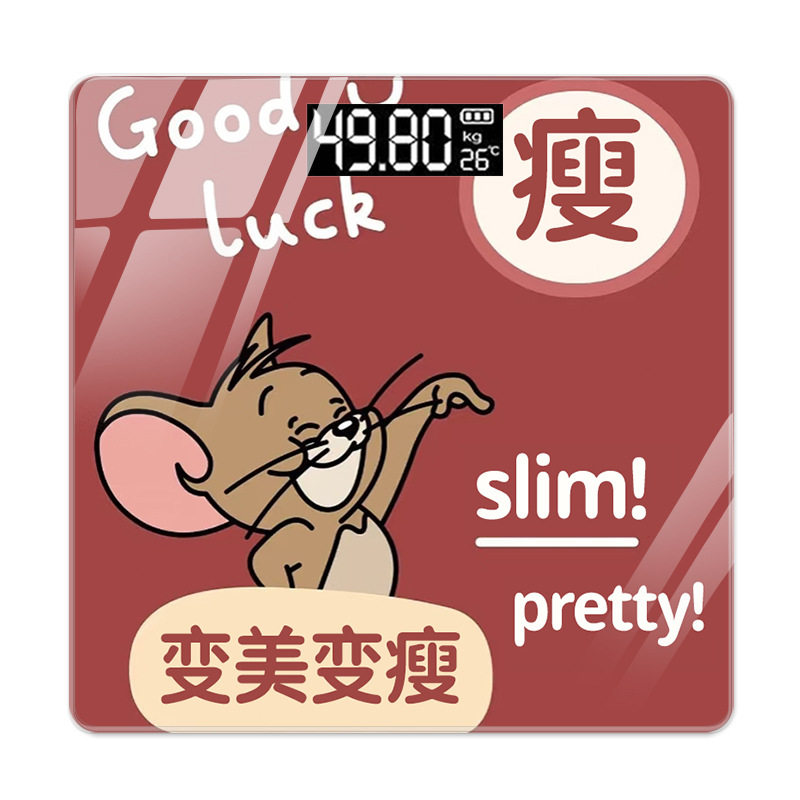 体重体脂秤家用小老鼠红色