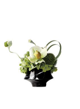 侘寂风黑色大理石花瓶插花售楼处酒店客厅茶几桌花卫生间花艺摆件