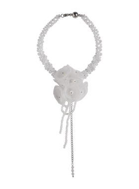 原创欧根纱红尖晶石流苏锁骨链