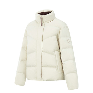 李宁短款羽绒服女立领防风保暖运动鸭绒外套轻量合身休闲冬季上衣