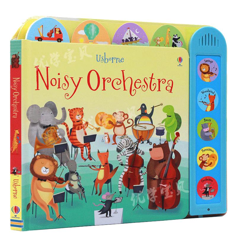 现货 Usborne 动物管弦乐队音乐书 Noisy Orchestra 嘈杂的乐团英文原版绘本 发声书大开纸板书 低幼乐器启蒙儿童英语书 亲子互动