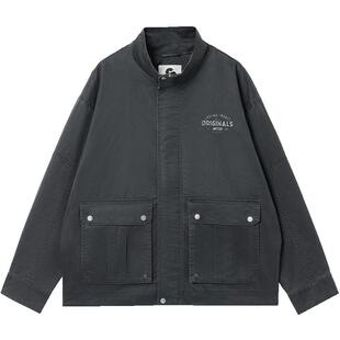 杰克琼斯男装春秋季新款潮百搭25年休闲字母胶印贴袋立领夹克外套