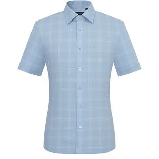 【竹纤维面料】男士商务正装衬衫格纹短袖白领上班装男