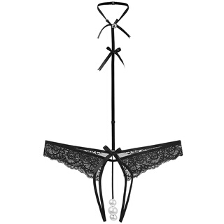 3件169|MYBODY商场同款性感火辣镂空女裤蕾丝露裆情趣珍珠丁字裤