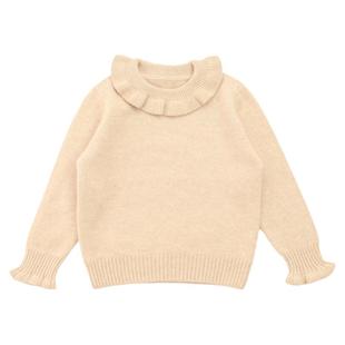 洪叶云台女童羊绒衫25新款宝宝花边领山羊绒童装纯色打底儿童毛衣