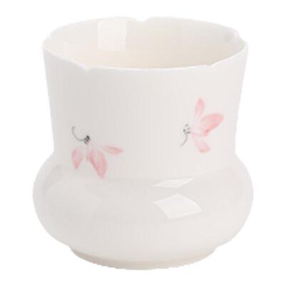 圭隐堂羊脂玉瓷手绘粉兰花建水洗水家用茶洗茶渣缸废水桶茶盂水盂