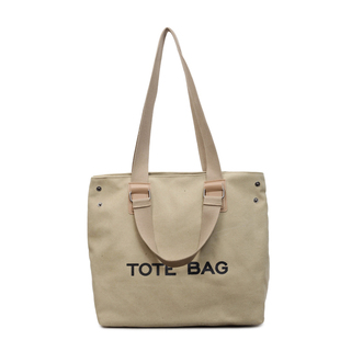 字母帆布包女大容量厚实托特包单肩手提包休闲简约文艺风上课包