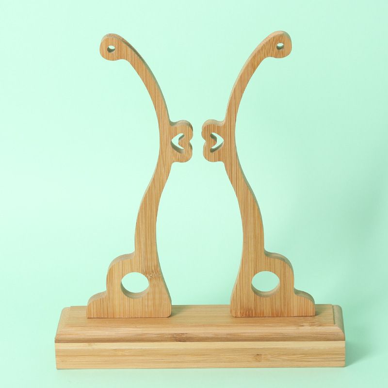 厂家自产扇子底座实木新娘支架扇托架扇楠竹团扇木质摆件高档宫扇