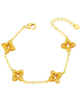 越南沙金镶钻四叶草手链