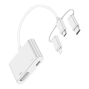 适用苹果华为安卓手机转HDMI转换器电视视频线同屏器三合一高清头