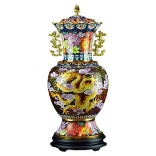 戴嘉林景泰蓝龙凤花瓶25寸《普天同庆》纯手工铜胎掐丝珐琅收藏品