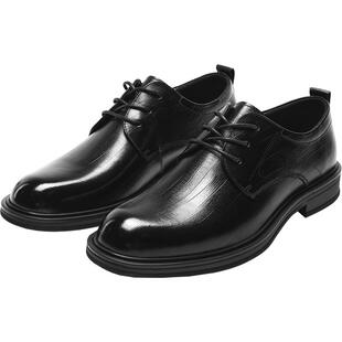 HLA/海澜之家头层牛皮正装皮鞋25新款橡胶鞋底系带商务通勤鞋子男