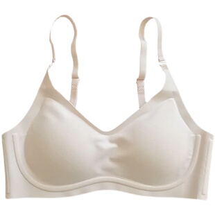 wrj boutique裸感无痕乳胶棉睡眠内衣无钢圈大胸显小胸聚拢薄文胸