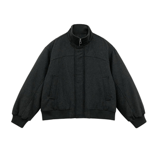 立领毛呢夹克羽绒服男款冬季宽松保暖薄款羽绒外套2025新款高级感