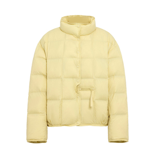 YAYA鸭鸭25冬季新款极简百搭显瘦鸭绒外套女小个子短款圆领羽绒服