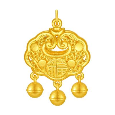潮宏基好事发生宝护足黄金金吊坠
