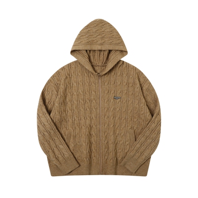 TGNS麻花毛衣松弛慵懒感连帽开衫