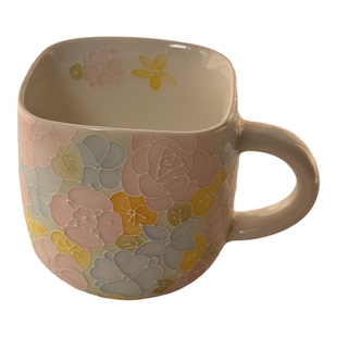 景德镇手绘万花杯高颜值马克杯方口咖啡杯家用办公室陶瓷喝水杯子