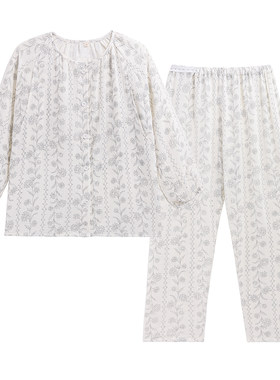 纱布月子服5月份6夏季薄款产后a类纯棉全棉吸汗孕妇睡衣大码哺乳7