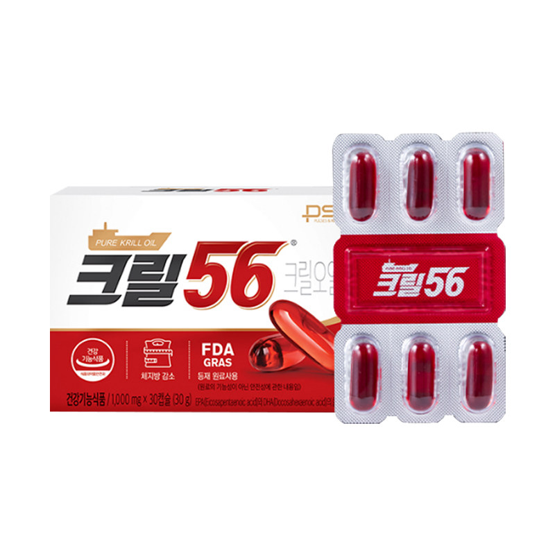 韩国直邮Krill 56磷虾油胶囊鱼油1000mg*30粒