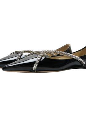Jimmy Choo 春夏款女士GENEVI FLAT平底鞋银泰百货精品 301596