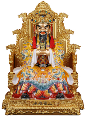 汉白玉广济龙王神像供奉摆件