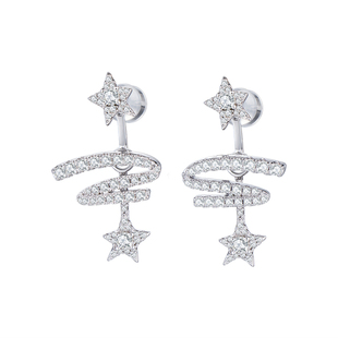 999纯银独特好看漂亮飘带钻石耳钉女轻奢高级感耳环小众气质耳饰